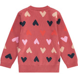 All-Over Heart Knit Crew Neck Pull-Over Sweater