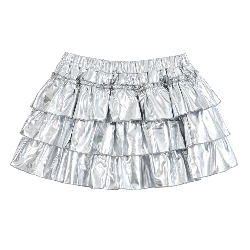 Silver Tiered Mini Skirt