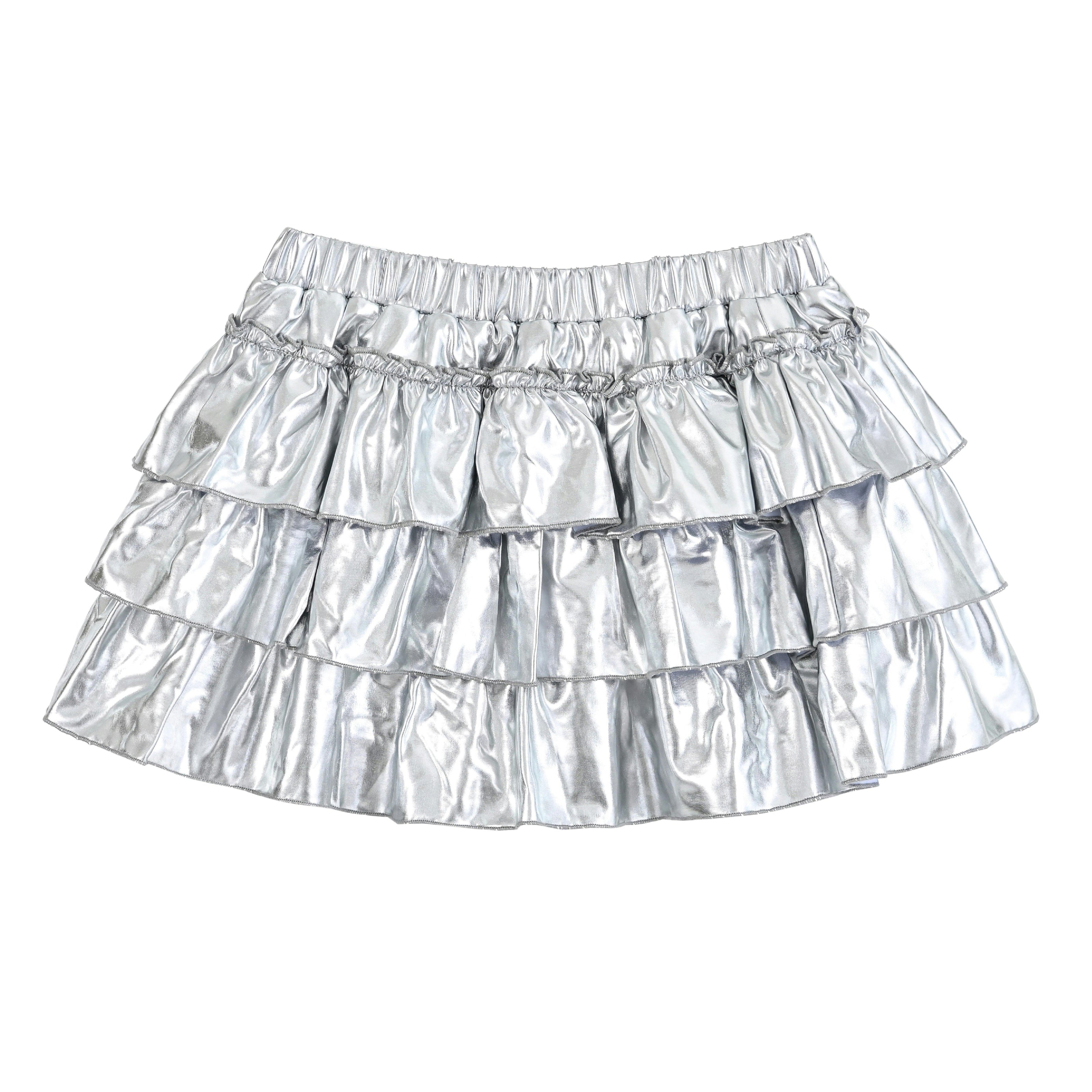 Silver Tiered Mini Skirt