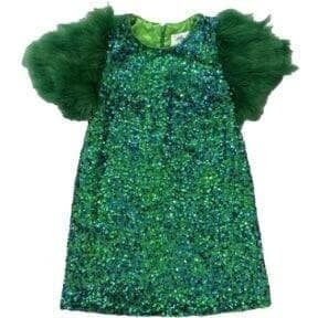 Feather Puff Sleeve Sequin Short Party Dress