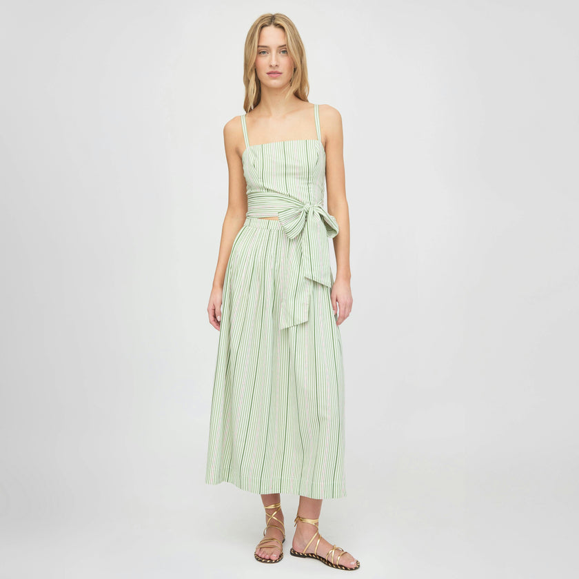 The Ame Skirt - Green Jacquard Stripe