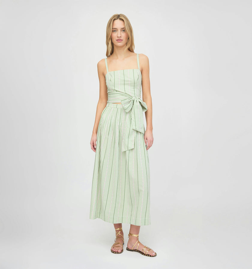 The Ame Skirt - Green Jacquard Stripe