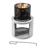 Outdoor 16" Wood Burning Fire Pit With Decorative Log Storage Base For Patios