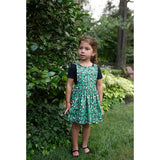 Pinafore Print Elastic Waist Full Skirt Dress
