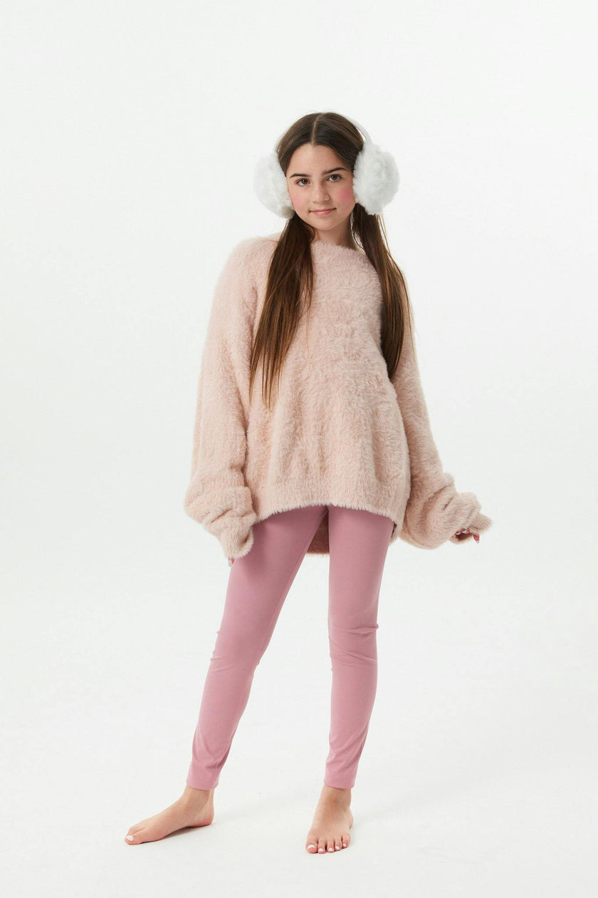 Maya Light Pink Fluffy Drop Shoulder Sweater