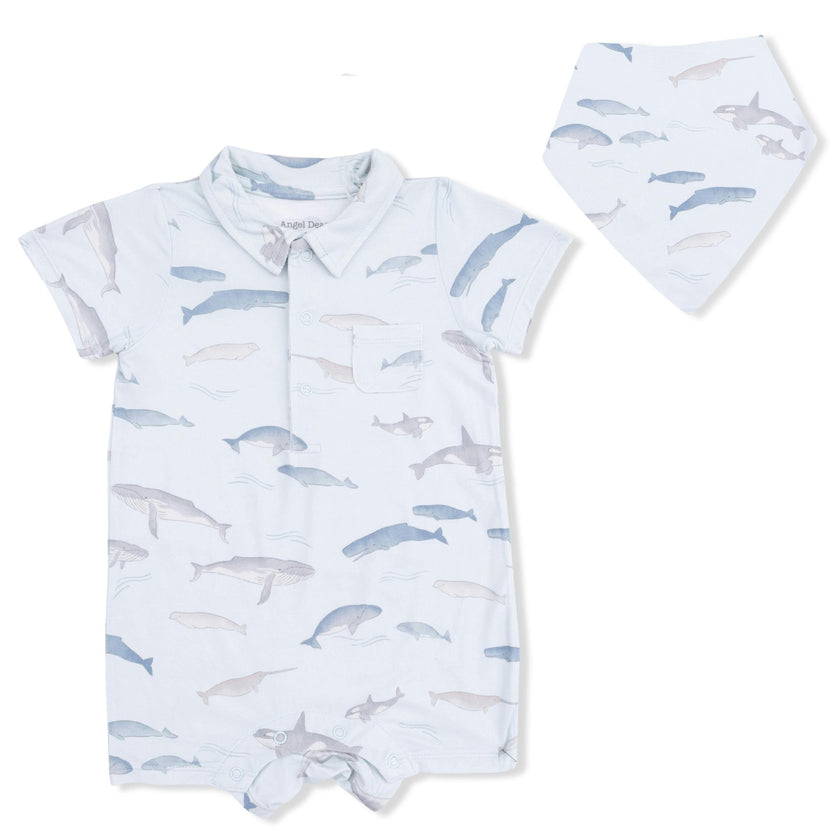 Little Whales - Polo Shortie & Bandana Bib