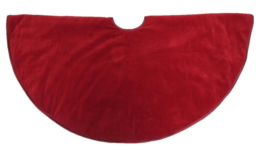 Luxurious Classic Velvet Garnet Red Christmas Tree Skirt 60"