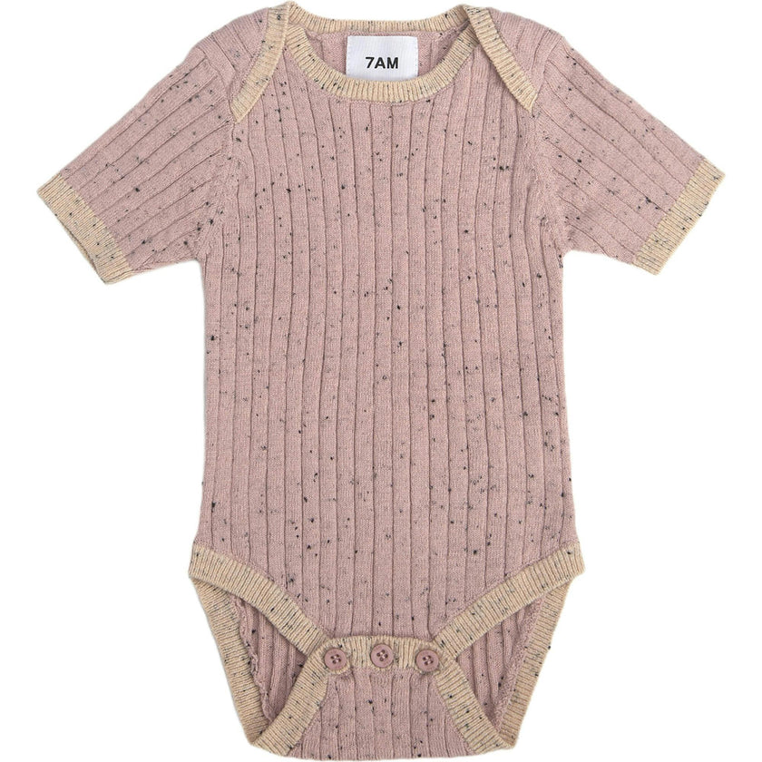 Ribbed Knit Short Sleeve Retro Bodysuit