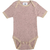 Ribbed Knit Short Sleeve Retro Bodysuit