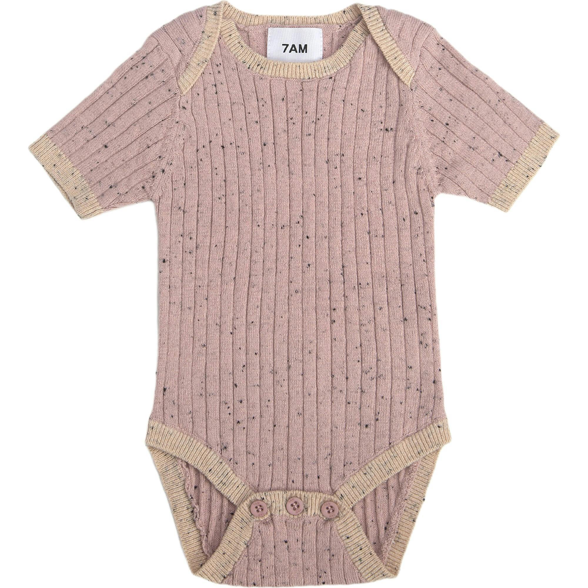 Ribbed Knit Short Sleeve Retro Bodysuit