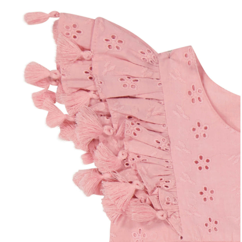 Anna Baby Romper Blush Pink Eyelet, Blush Pink Eyelet