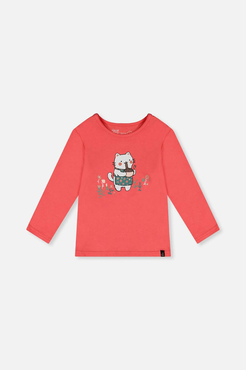 Organic Cotton Long Sleeve T-Shirt Coral Pink
