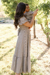 Connie Short Sleeve Dress in Chestnut Gingham