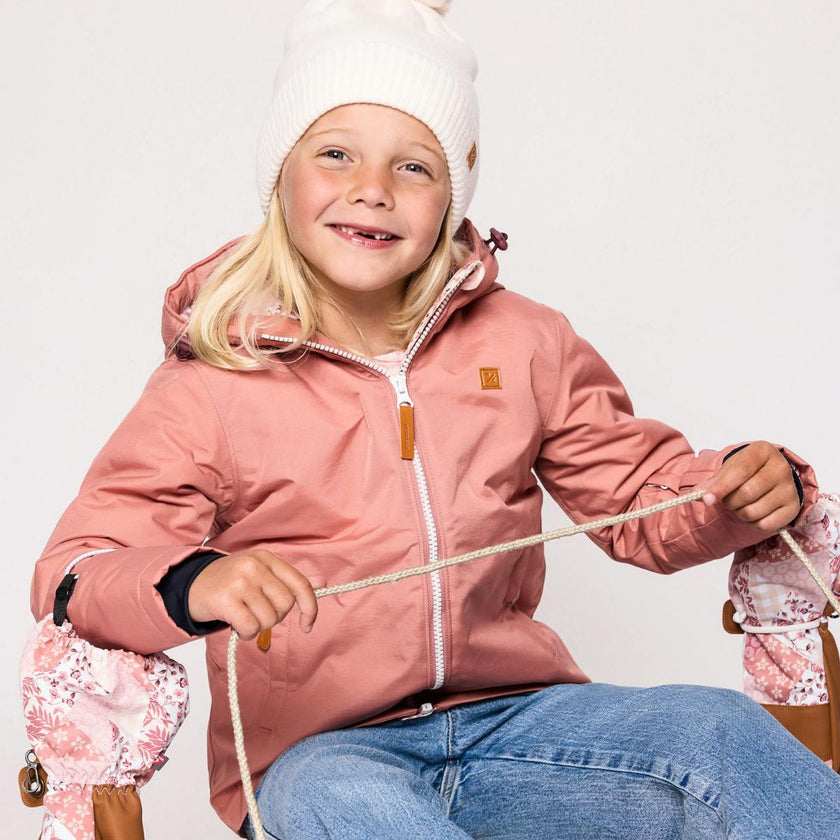 Kids Knit Winter Hat with Faux Fur Pom
