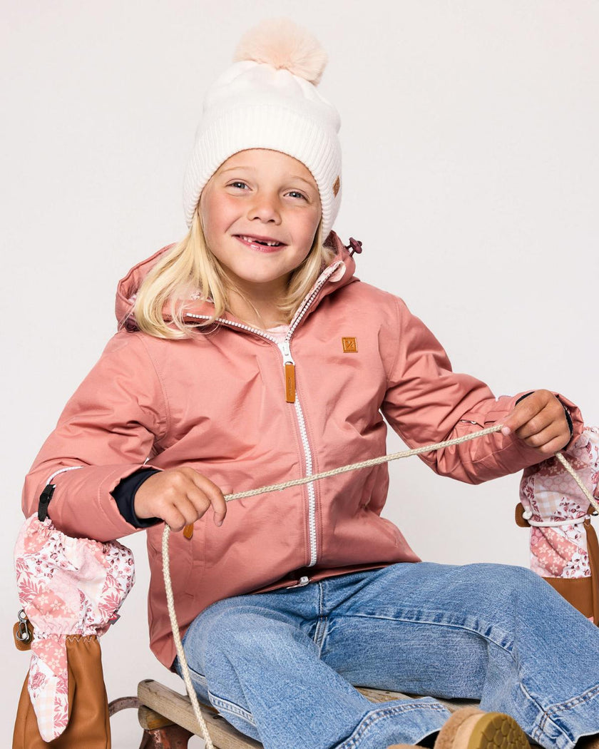 Kids Knit Winter Hat with Faux Fur Pom