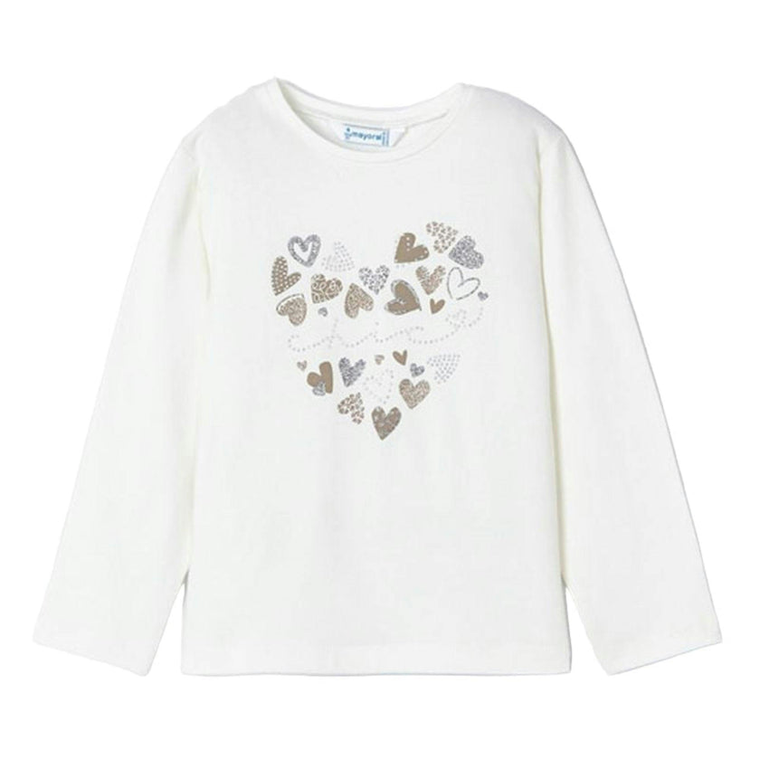 Ivory Kids Heart Applique T-Shirt