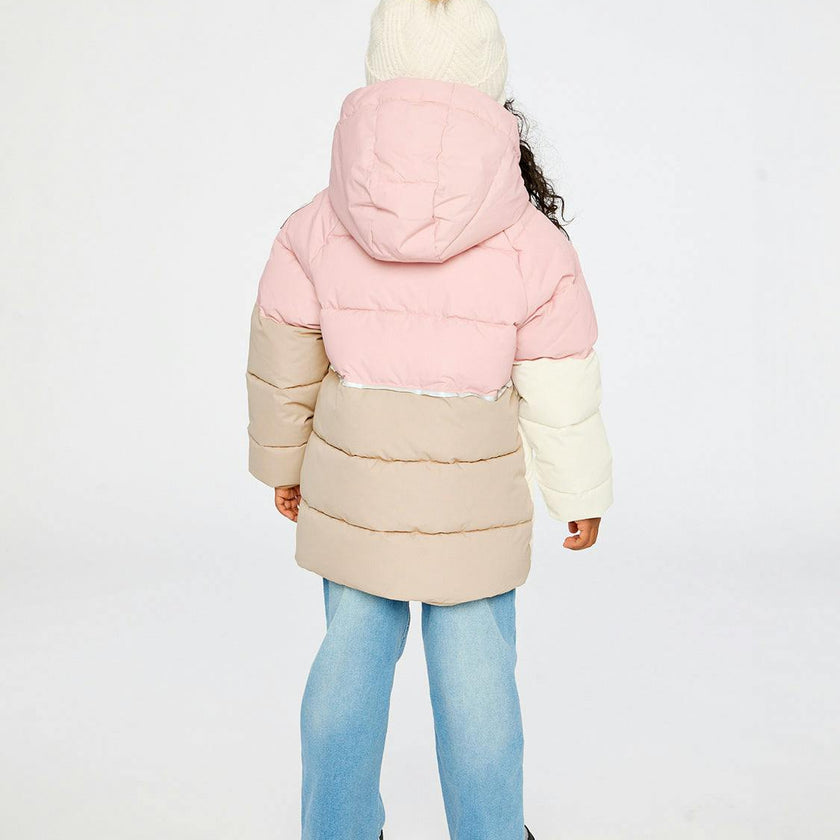 Color-Block Winter Jacket Pale Dusty Pink