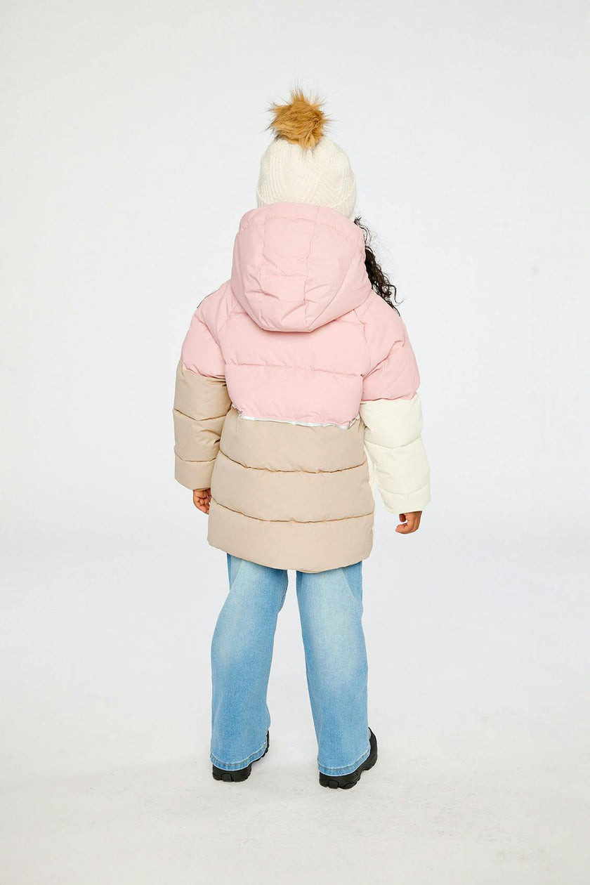 Color-Block Winter Jacket Pale Dusty Pink