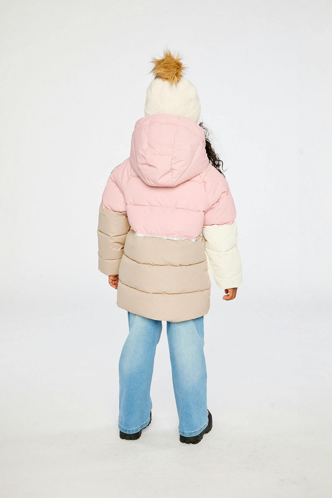 Color-Block Winter Jacket Pale Dusty Pink