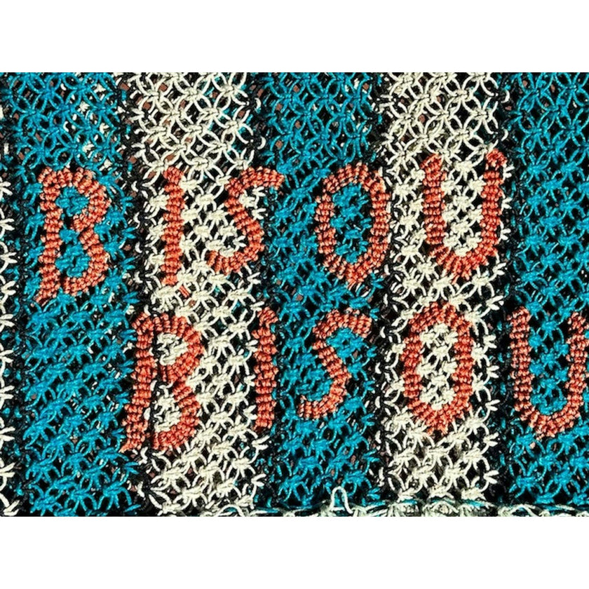St Jean Jute Beach Tote "Bisous Bisous", Bisous Bisous