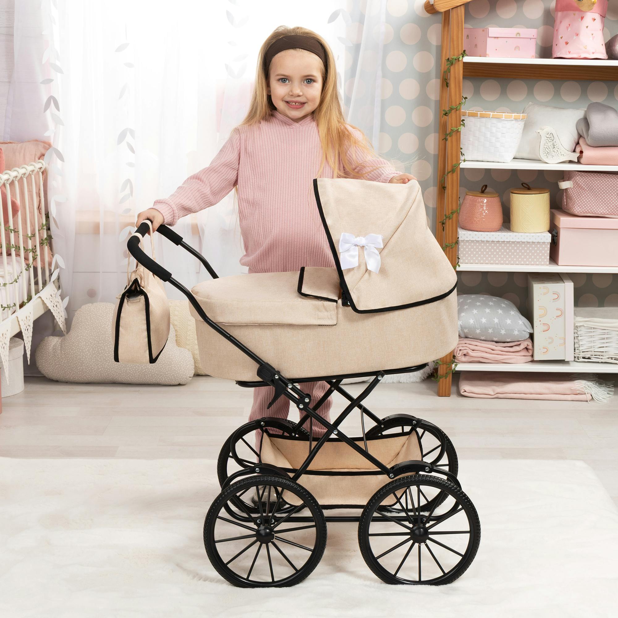 Bayer Design Dolls: Pram Classic - Beige & Black