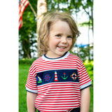 Knit Short Set With Nautical Appliqué