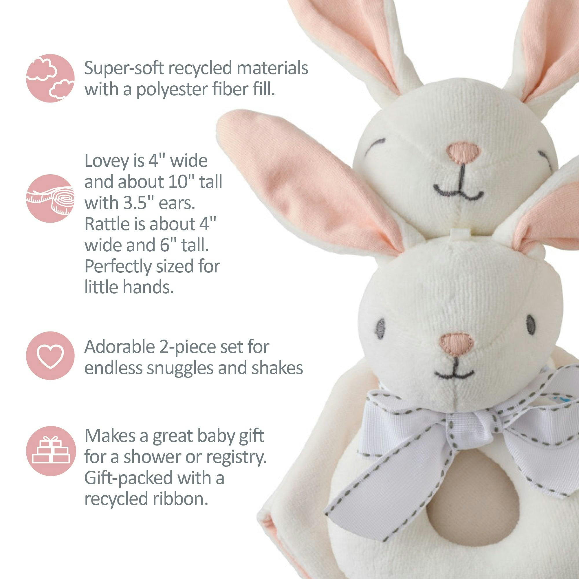 SNUGGLE + SHAKE - Baby Lovey Security Blanket Toy and Rattle Set