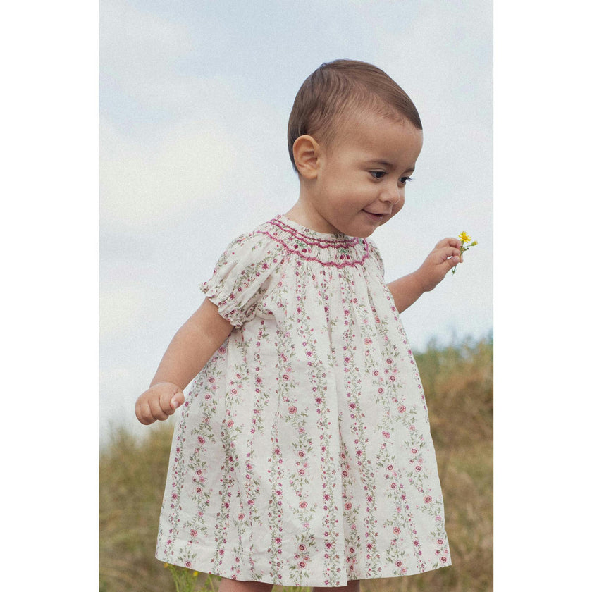 Baby Dress Cherry Hand-Smocked Roses Farandole, Florals