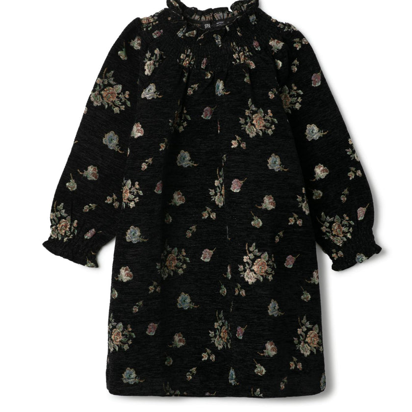Floral Brocade Dress Black