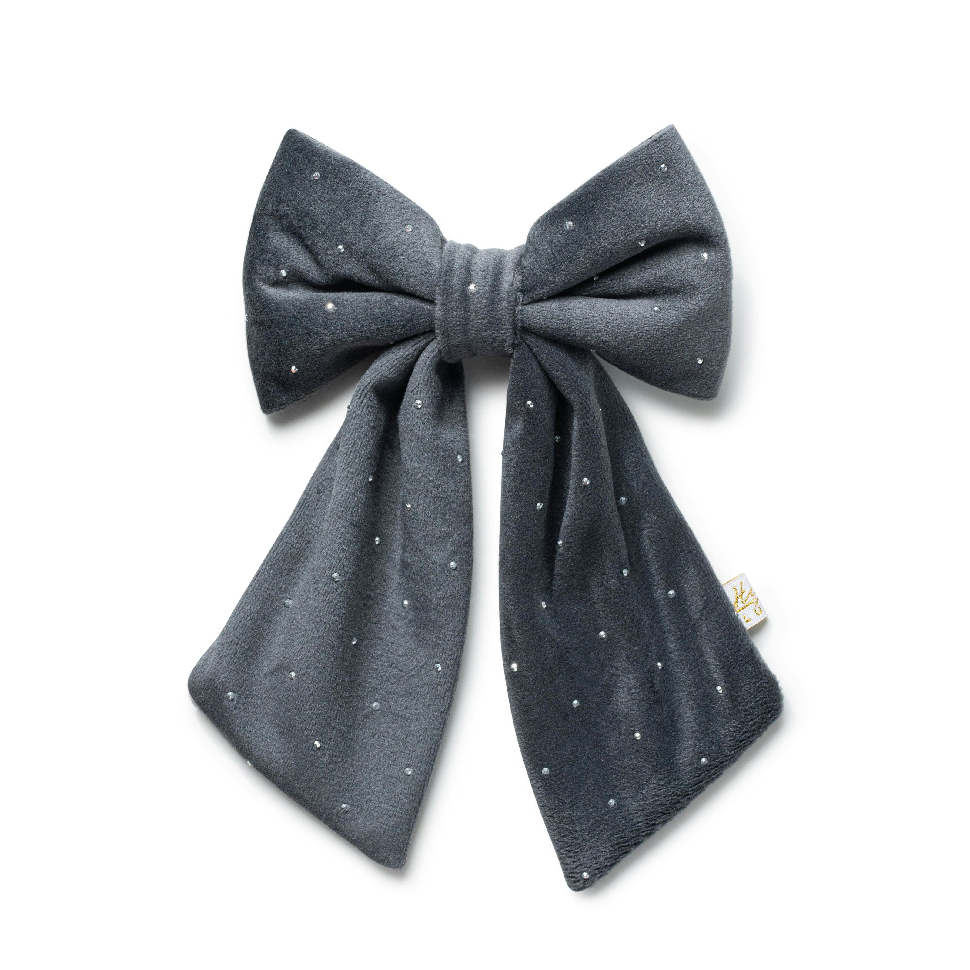 Halo Luxe Vivienne Studded Velvet Medium Hair Clip -  Gray