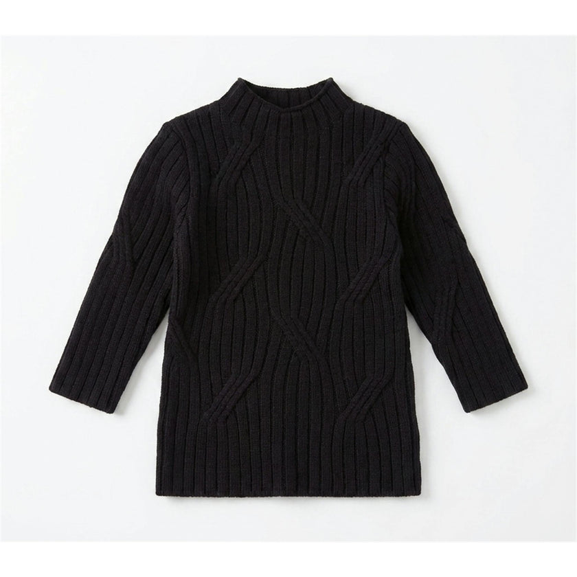 Rib Design Knit Mock Neck Top