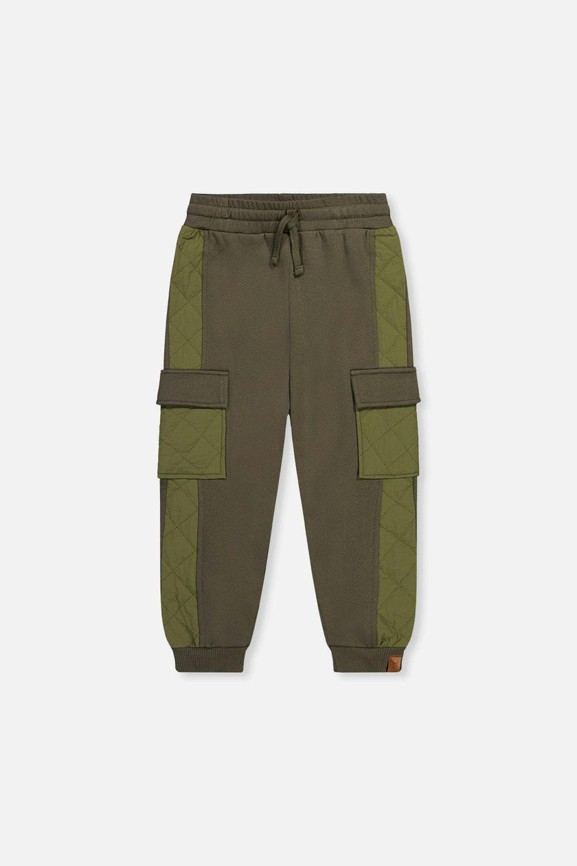 Fleece Bi-Material Sweatpants With Pockets Green