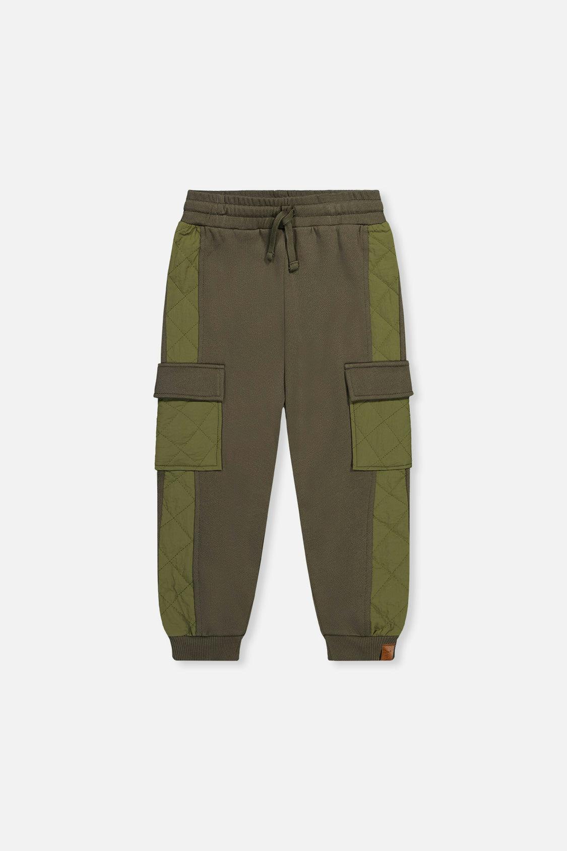 Fleece Bi-Material Sweatpants With Pockets Green