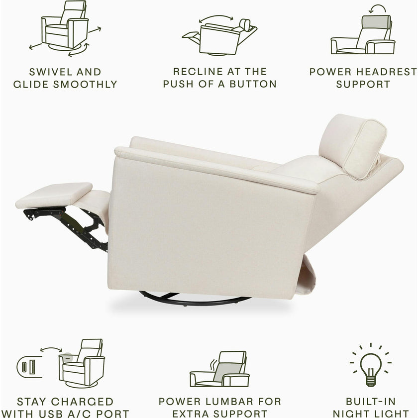 Willa Pro Power Glider Recliner w/ Power Lumbar in Performance Cream Eco-Weave