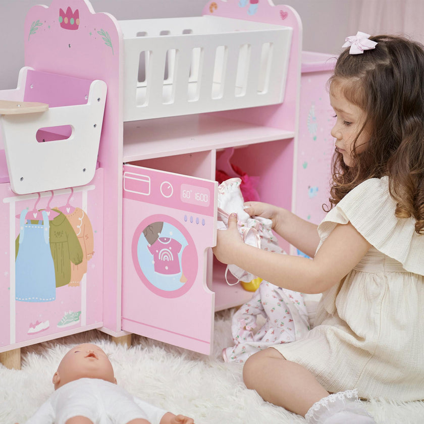 Olivia's Little World Amanda 6-in-1 Doll Nursery Station - Baby Pink