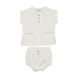 Pockets and Pleats Ensemble Ivory & Taupe