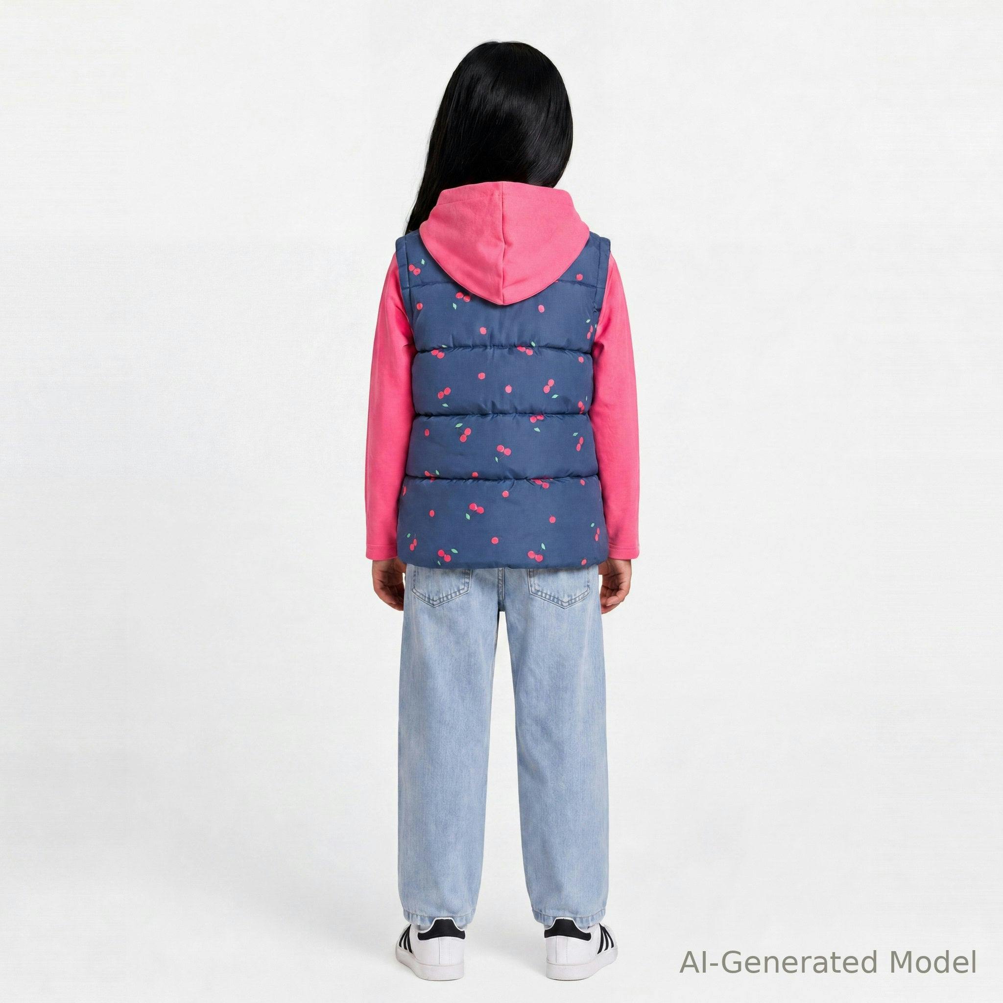 Hooded Puffer Vest | Navy Cherry
