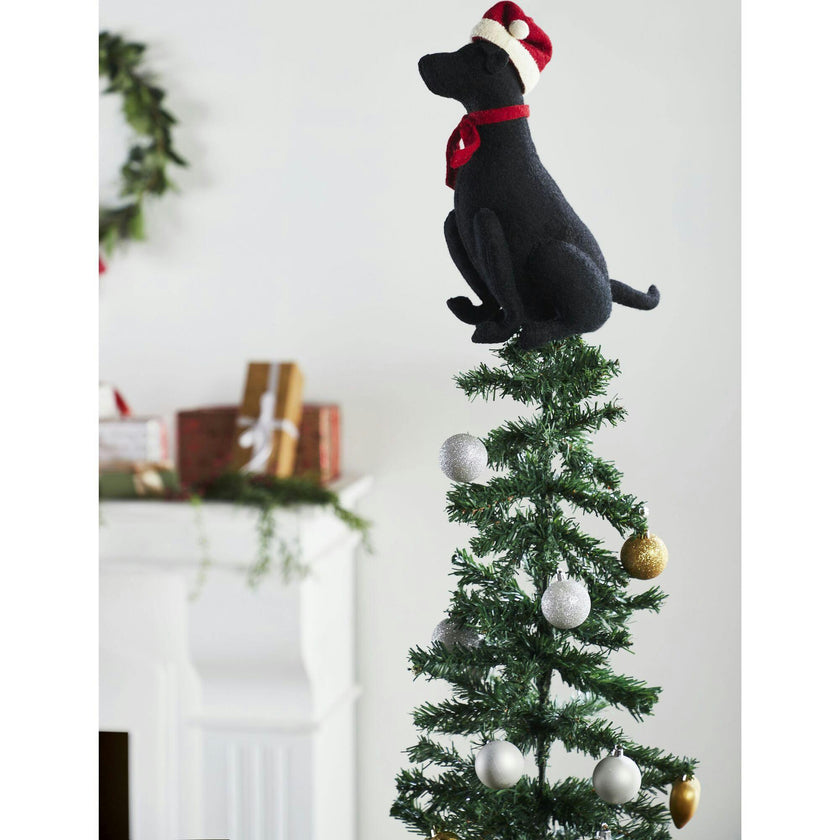 Lab Santa Hat Christmas Tree Topper Hand Felted Wool
