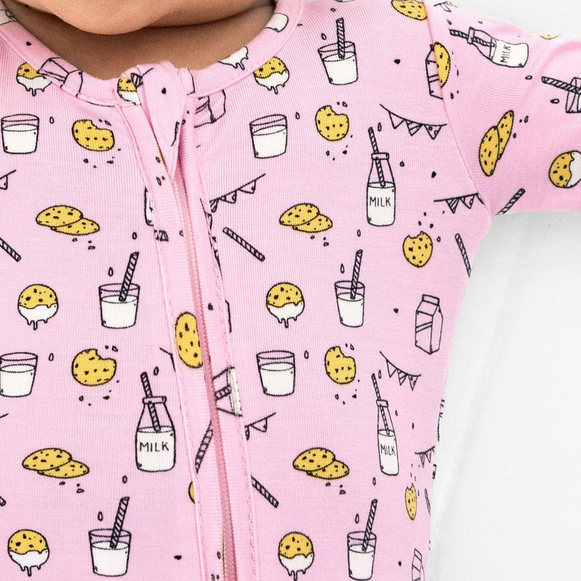 Milk and Cookies Pink Bamboo Convertible Footie