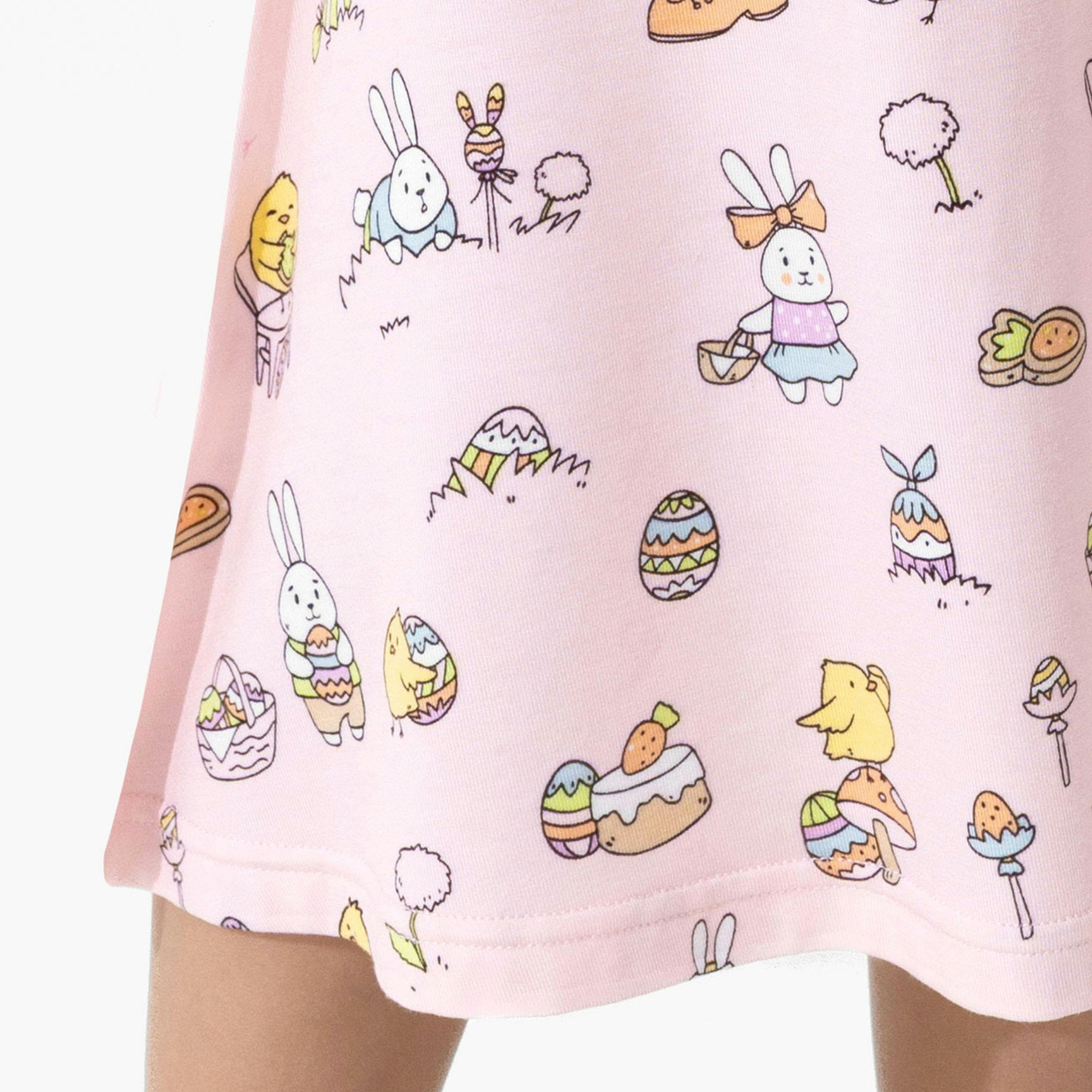 Easter Pink Bamboo Girls' Short Sleeve Dress