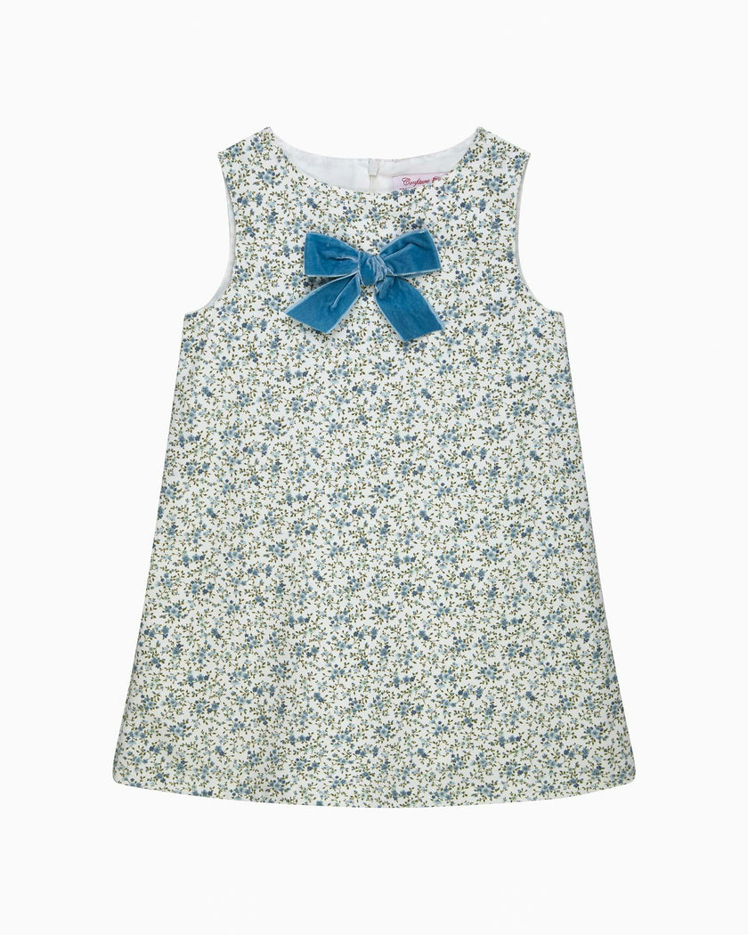 Cord Ditsy Floral Pinafore in Blue
