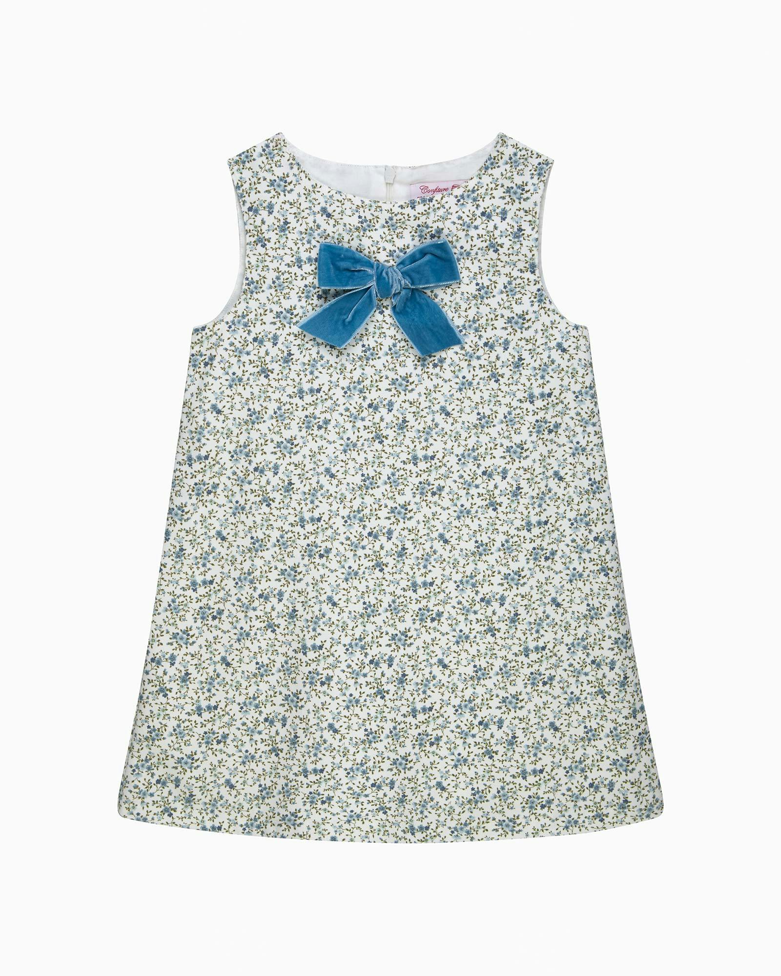Cord Ditsy Floral Pinafore in Blue