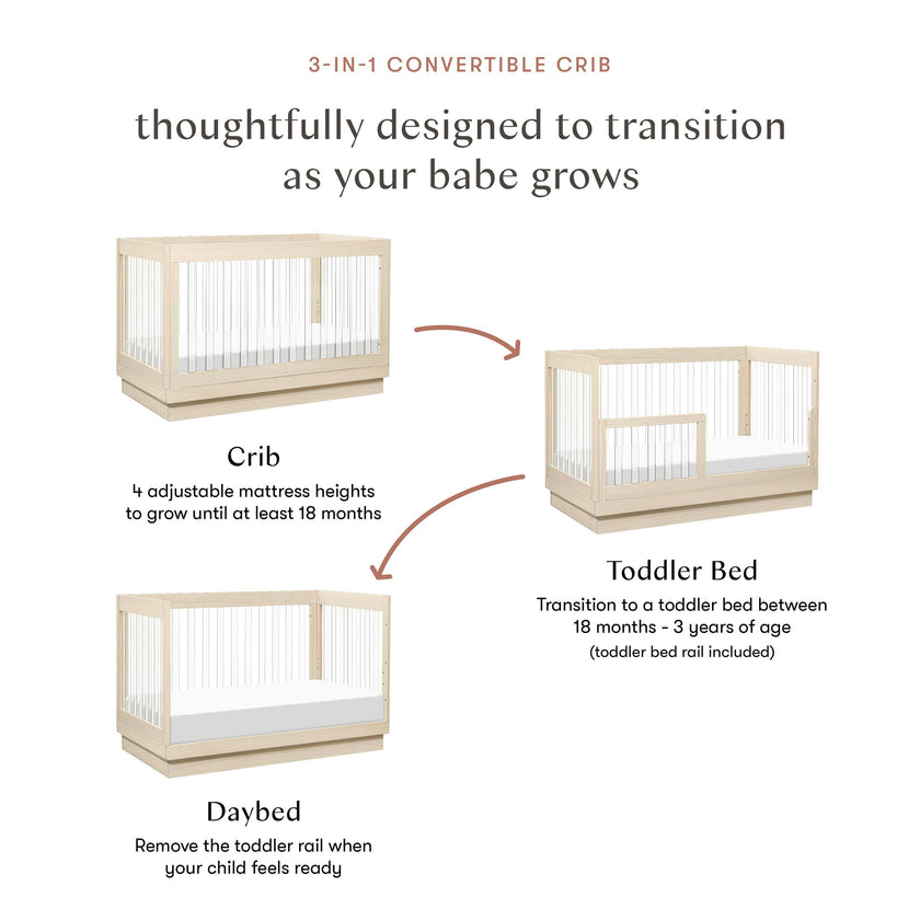 Babyletto Harlow Acrylic 3-in-1 Convertible Crib with Toddler Bed Conversion Kit