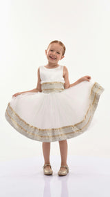 White Lorelei Sequin Hem Dress