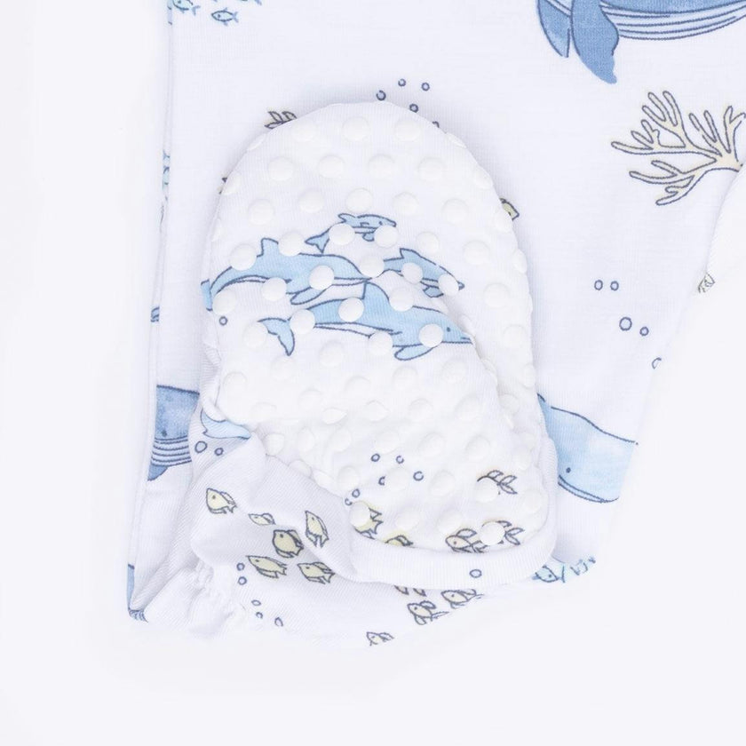 Watercolor Blue Whales - 2 Way Zipper Footie