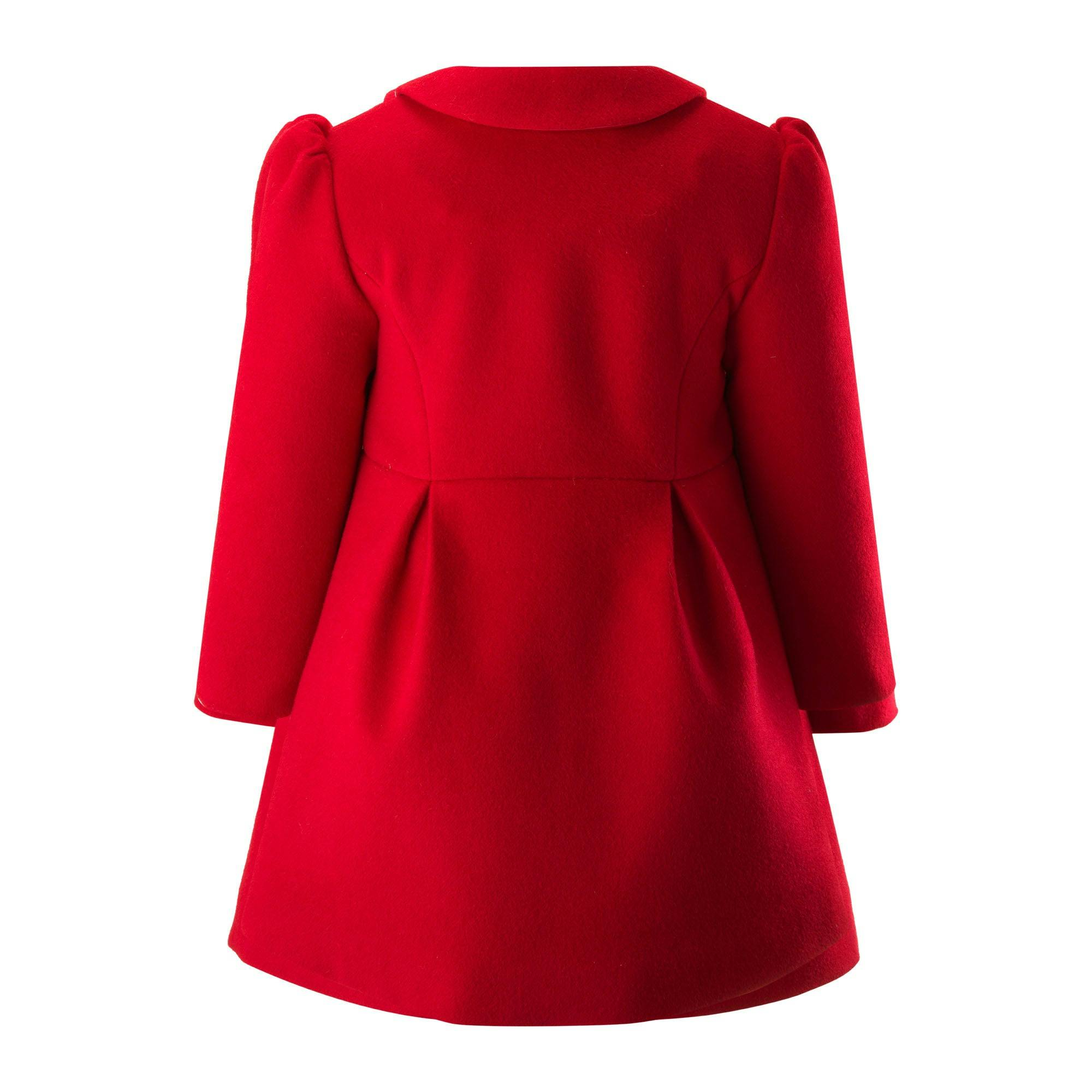 Bow Trim Peter Pan Collar Long Puff Sleeve Flap Pocket Coat
