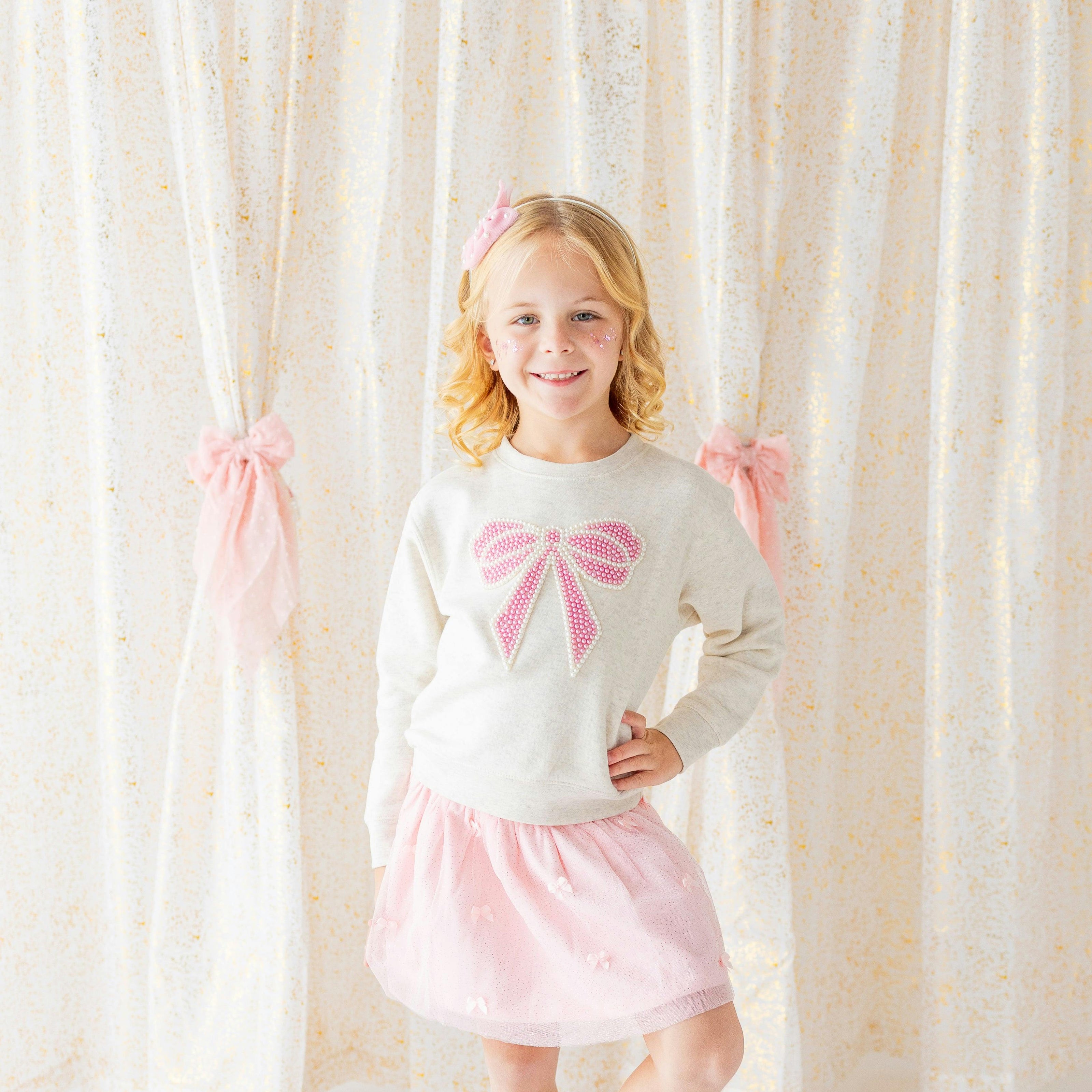 Pretty Pearl Tulle Bow Headband