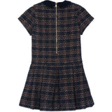 TARTINE ET CHOCOLAT SHORT SLEEVED CHECKED DRESS - MARINE