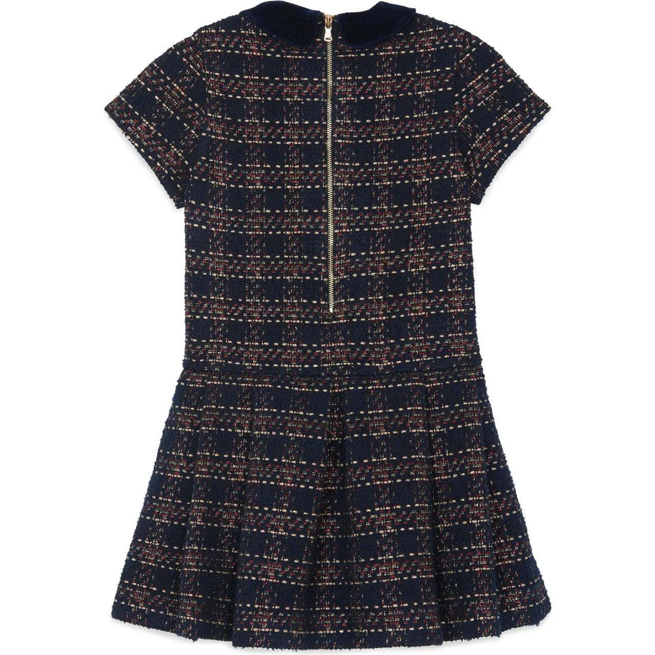 TARTINE ET CHOCOLAT SHORT SLEEVED CHECKED DRESS - MARINE