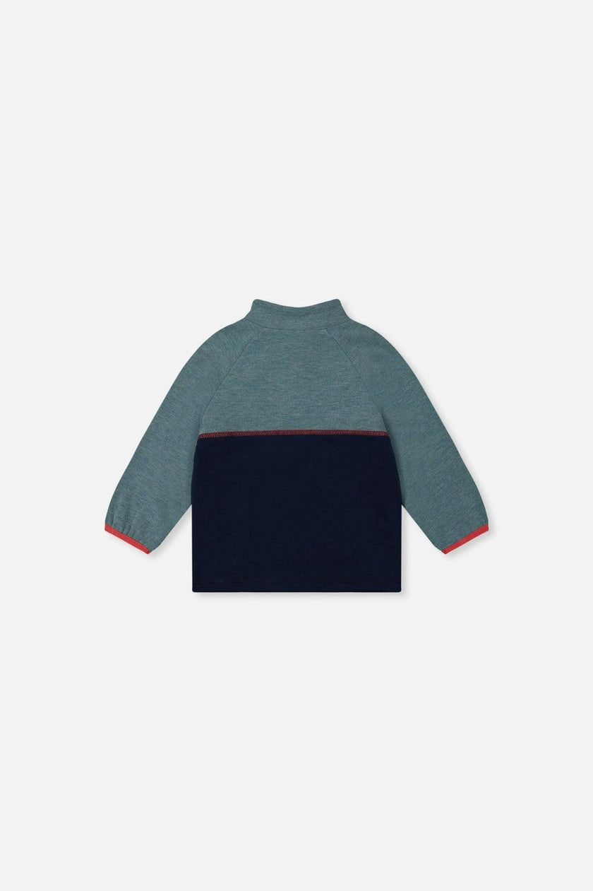 Baby Zip Mock Neck Top Pale Turquoise